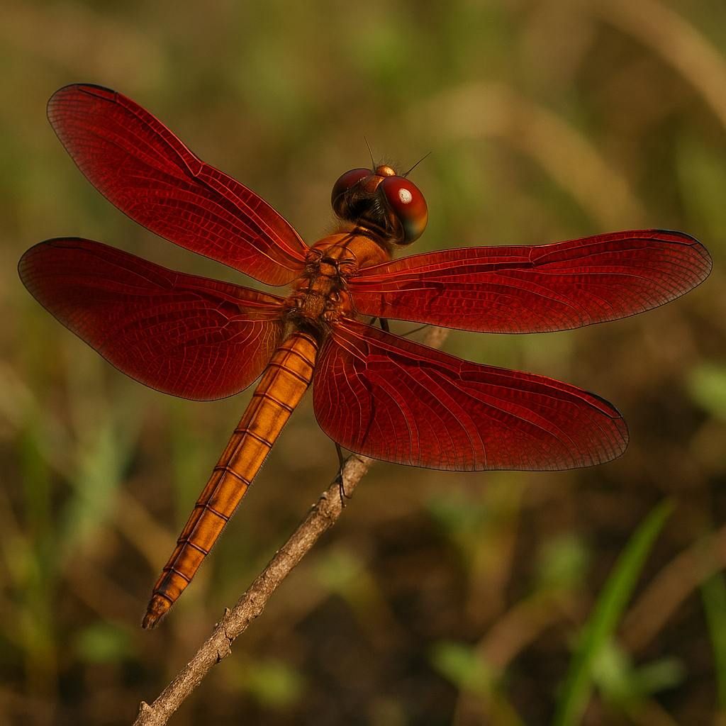 Crimson-Winged Golden Dragonfly